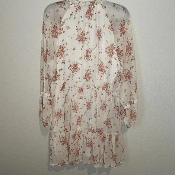 Vince Camuto Womens V-Neck Tiered Ruffle Dress Floral Balloon Sleeve Boho Large - Picture 9 of 9